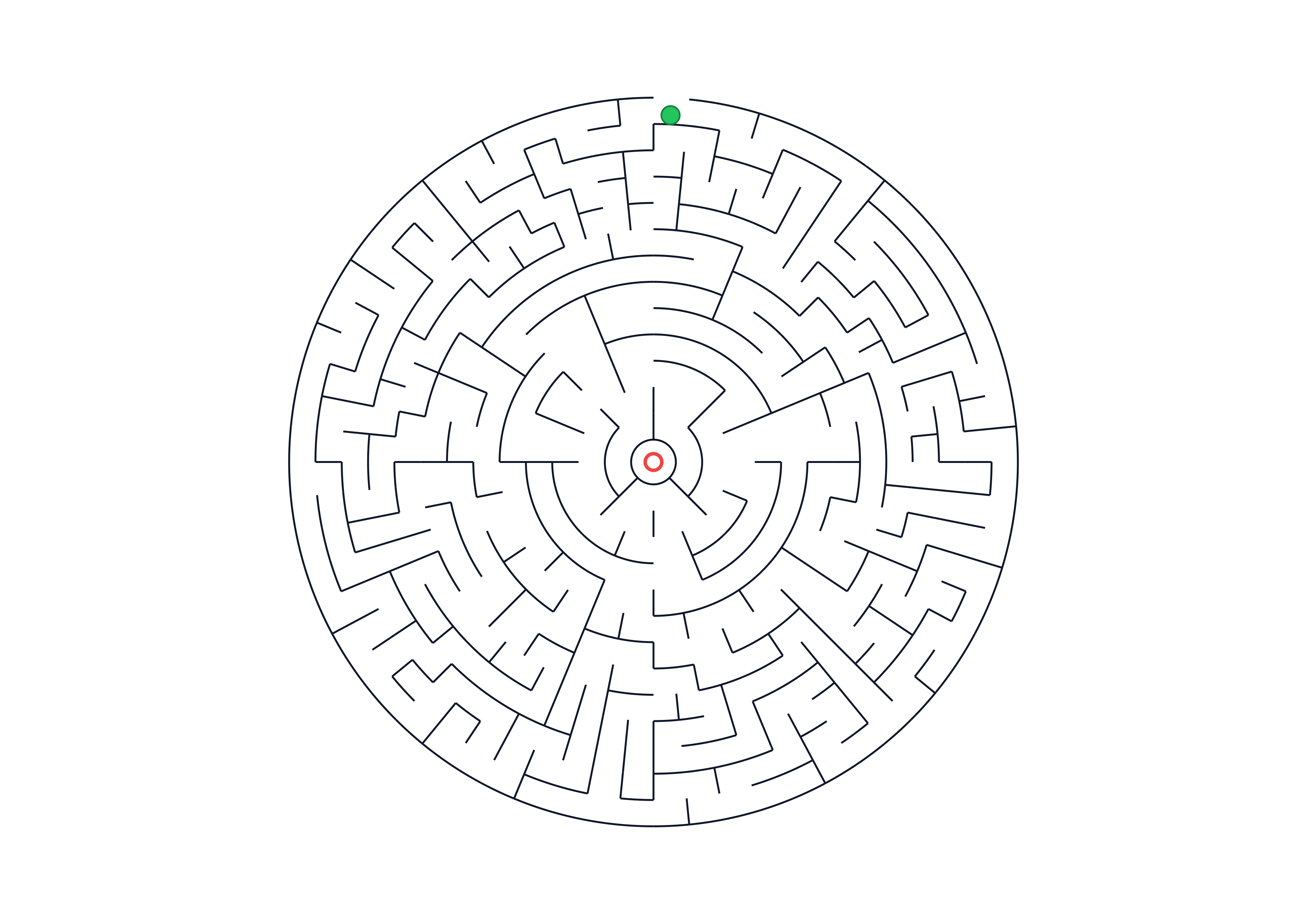 Hard Circular Maze Printable Worksheet Preview